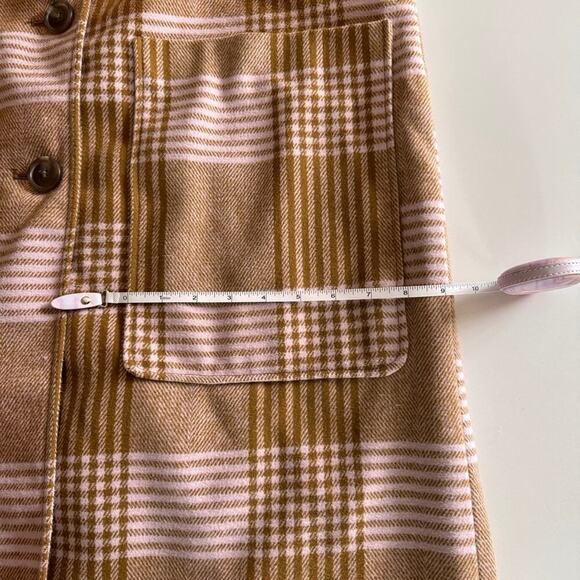 A New Day- Fall- Oversized- Plaid- Long-Button- Coat- Pink- Tan- Women’s -Small - Picture 9 of 12